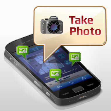 fotoğraf çekmek hakkında mesaj kabarcık ile Smartphone