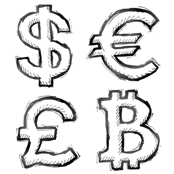 Hand drawn money symbols — Stock Vector