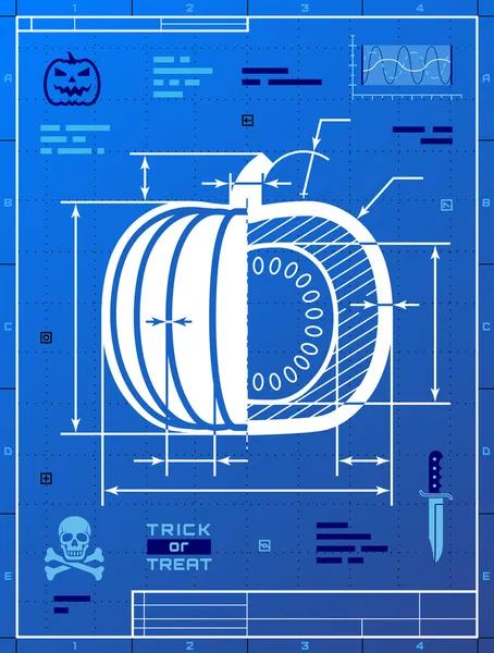 Immagine zucca come disegno di cianografia — Vettoriale Stock