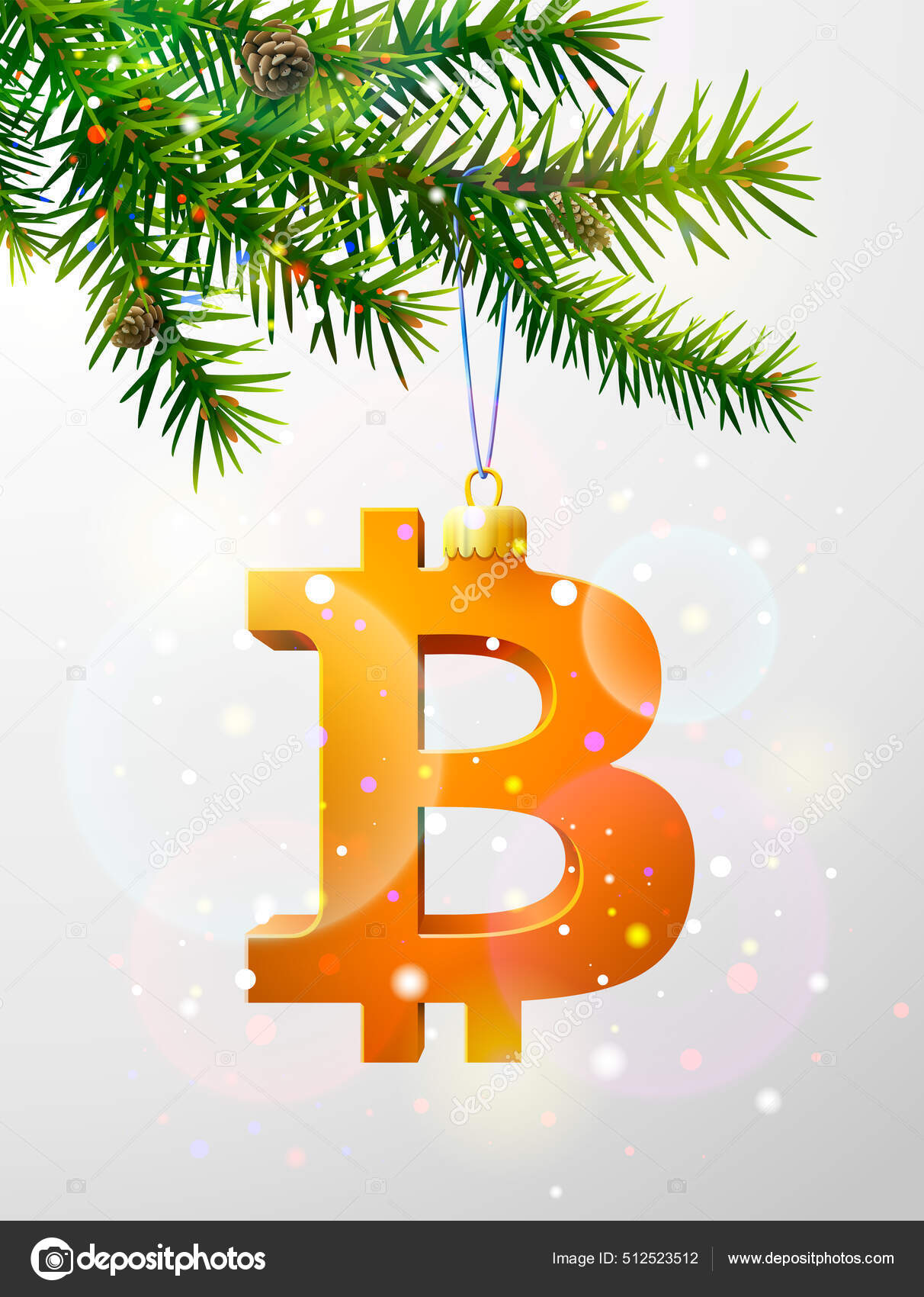 성탄절에 비트코인 크리스마스 트리에 소나무 가지에 비트코인 크리스마스 실베스터같은 스톡 벡터 - ©kulyk 512523512