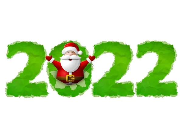 New Year 2022 Crumpled Paper Isolated White Background Santa Claus — Stock Vector
