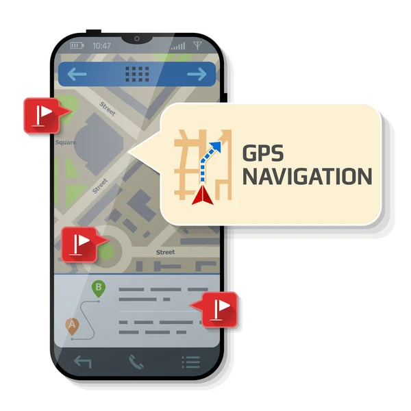 Smartphone Message Bubble Gps Navigation Dialog Box Pop Screen Phone — Stockový vektor