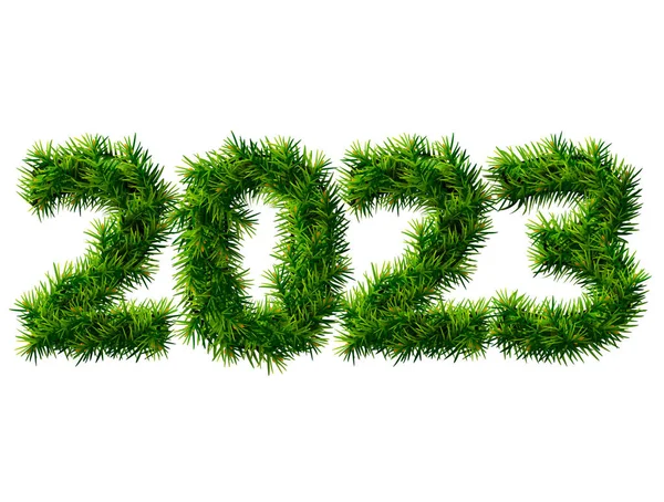 New Year 2023 Christmas Tree Branches Isolated White Empty Pine — Stock Vector