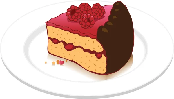 Le morceau de gâteau au cholate de framboise — Image vectorielle