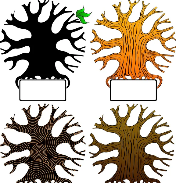 Четыре векторных дерева — стоковый вектор