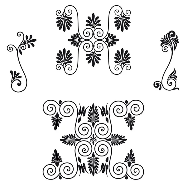 Fleurs motif grec — Image vectorielle