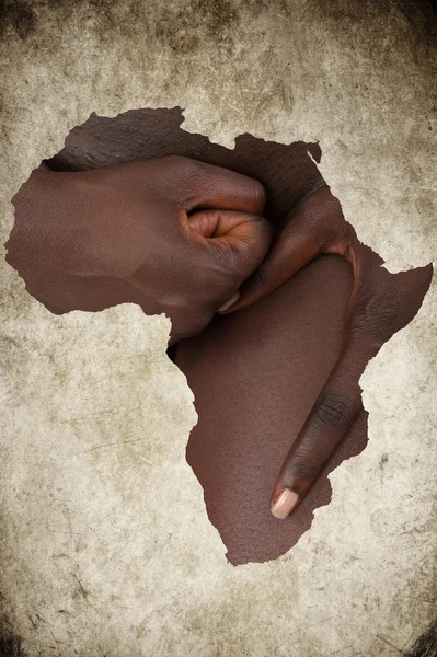 Afrikansk kvinna händer karta — Stockfoto