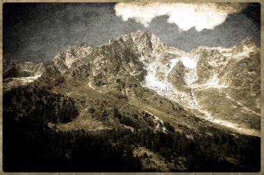 eski bir kartpostal tarz, İtalyanca dolomites Rocky Dağları