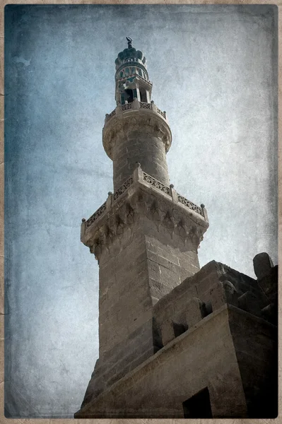 Régi képeslap-stílusú, Tamás ali mecset, Kairó. — Stock Fotó