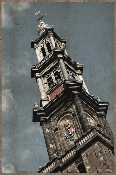 Vintage photo of aged buildings in Amsterdam country — Stock Photo, Image