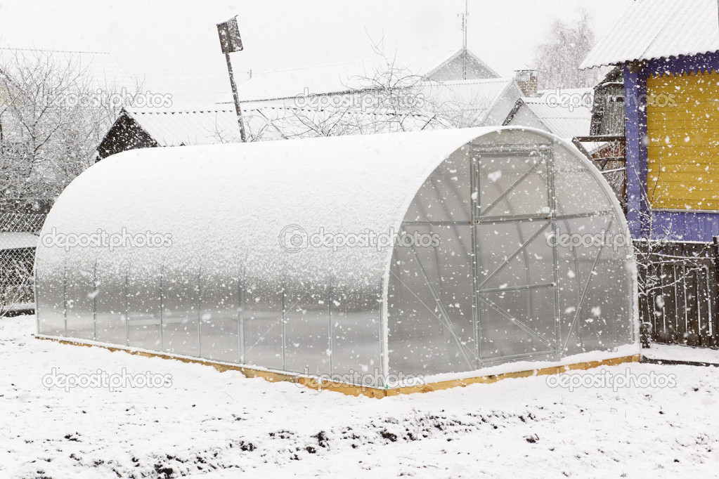 greenhouse and snow