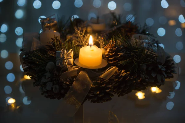 Belle Candele Natale Decorate Moo Festivo — Foto Stock