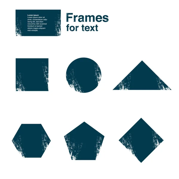 Grunge tarzında çeşitli geometrik şekiller. Rakamlar dizisi. Parçalanmış tasarım biçimi için çerçeve.