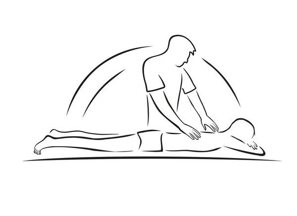 Een Persoon Masseert Andermans Rug Massagediensten — Stockvector