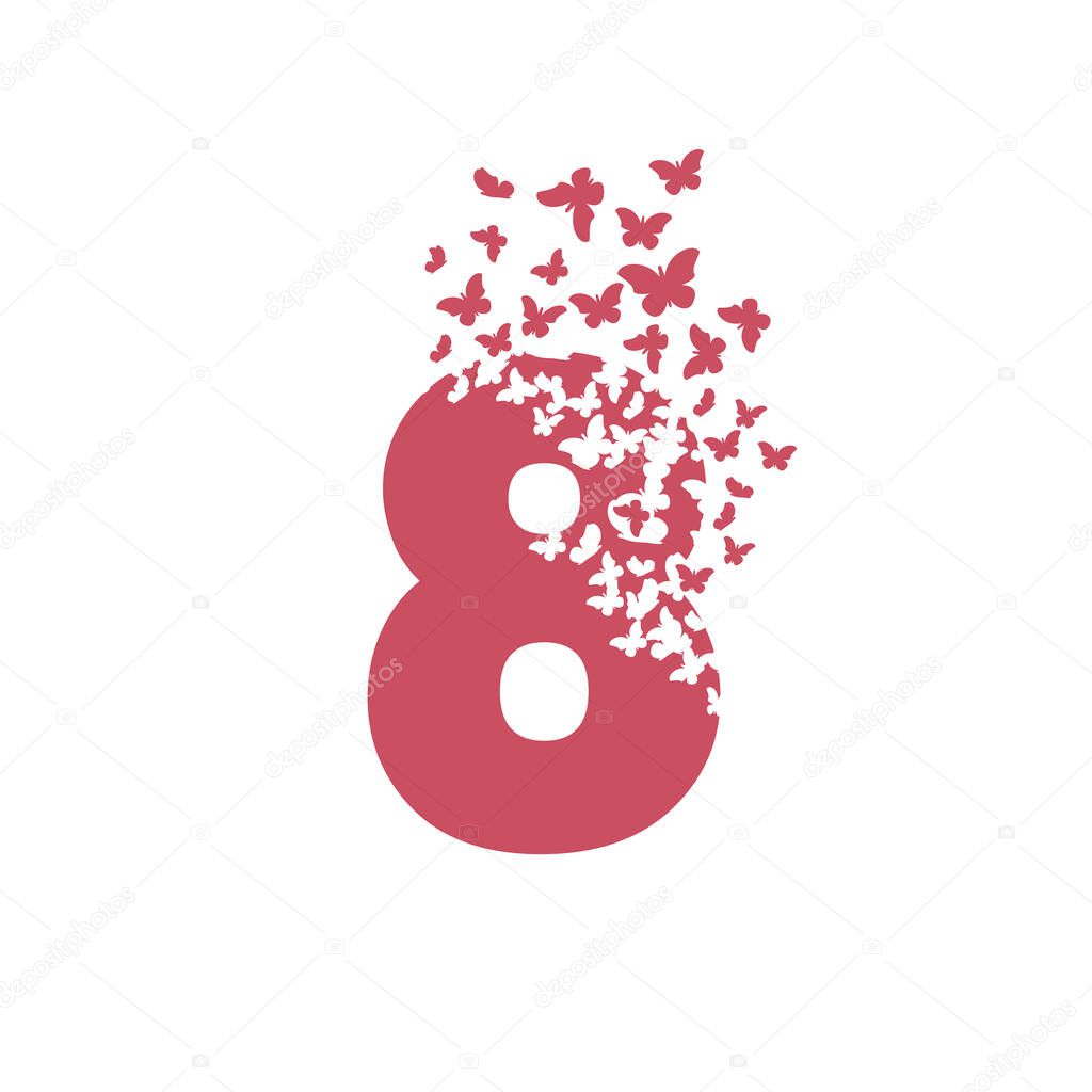 Number 8 dissolves into a cloud of butterfly, moth.