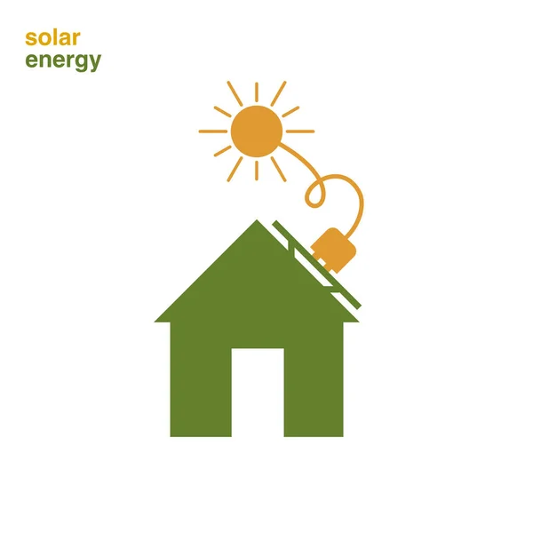 Ікона Будинку Єднаного Сонцем Зарядити Сонячну Батарею Даху Будинку Концепція — стоковий вектор