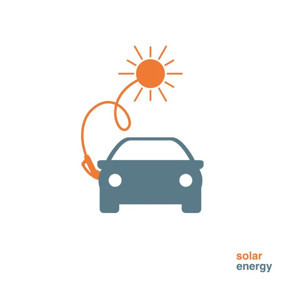 Електричний Автомобіль Заряджається Сонячною Енергією Автомобіль Підключений Сонця — стоковий вектор