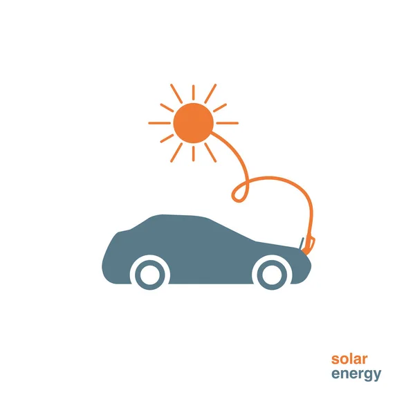 Електричний Автомобіль Заряджається Сонячною Енергією Автомобіль Підключений Сонця — стоковий вектор