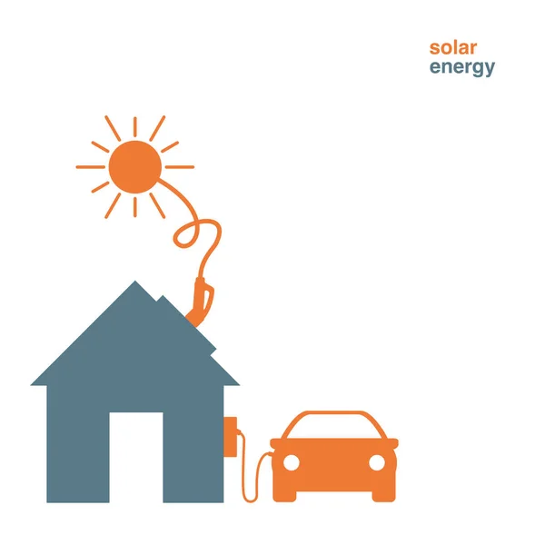 Ікона Будинку Пов Язаного Сонцем Зарядити Сонячну Батарею Даху Будинку — стоковий вектор