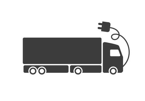 Icono Camioneta Cable Con Enchufe Eléctrico Para Carga — Vector de stock