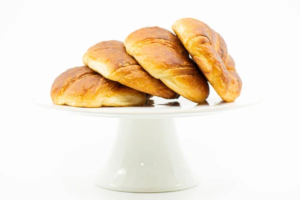 รายละเอ ยดใกล ยงของ Croissants เนยแสนอร อยธรรมดา — ภาพถ่ายสต็อก