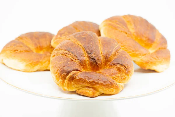 Detailní Zblízka Lahodné Máslové Croissanty — Stock fotografie