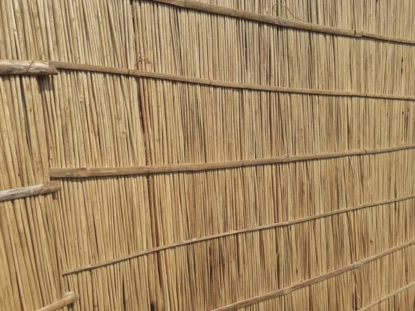 Parede Feita Com Talo Juta Cor Marrom Bambu Fundo Juta — Fotografia de Stock