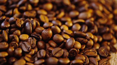 Taze ve kavrulmuş kahve çekirdeklerini yakın. 