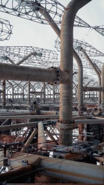 old construction of radio station in chernobyl area