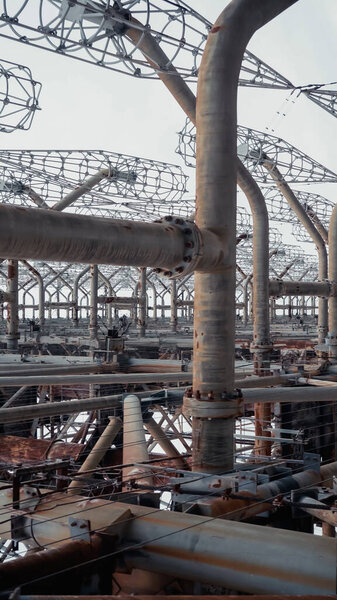 old construction of radio station in chernobyl area