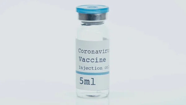 Bottle Coronavirus Vaccine Only Injection Lettering Isolated White — 图库照片