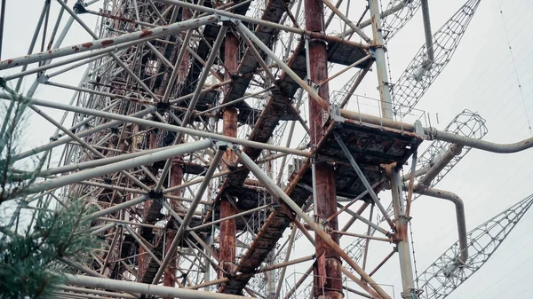 Low angle view of telecommunication station in chernobyl area — Stock Photo