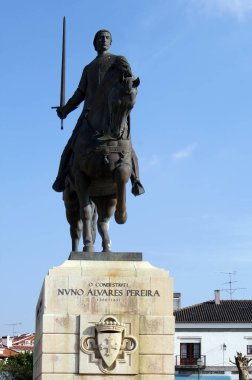 Batalha, Portugal. Famous statue of Nuno lvares Pereira.Monument to the Portuguese general in front of the Batalha monastery.