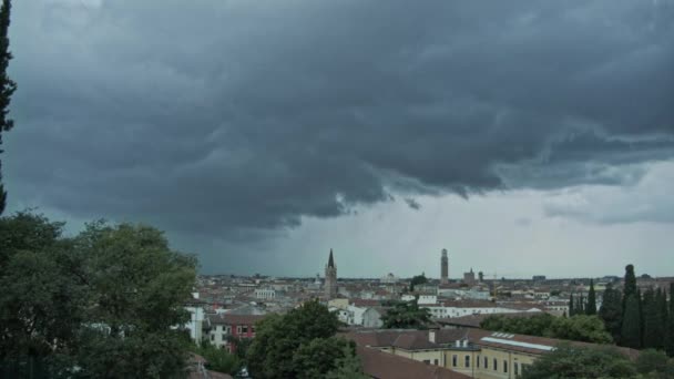 Formation Storm Verona Water Bomb Arriving Italian City Rainy Summer — Vídeo de Stock