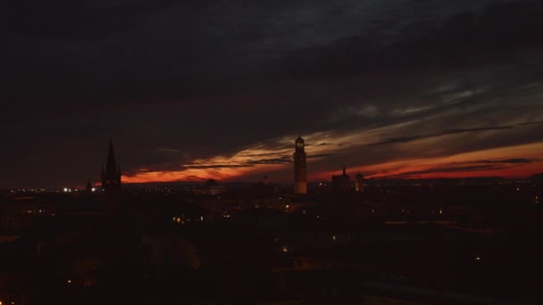 Beautiful Timelapse Sunset Verona Rolling Clouds Vivid Colored Sky City — Stock video