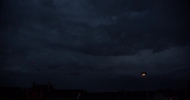Intense Thunderstorm Lightning Clouds Night Sky Just Strong Summer Storm — Vídeos de Stock