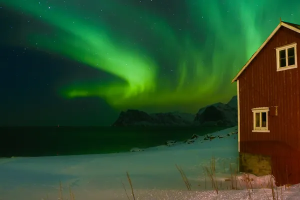 Aurora borealis lub Północnej zorze polarne Obrazy Stockowe bez tantiem