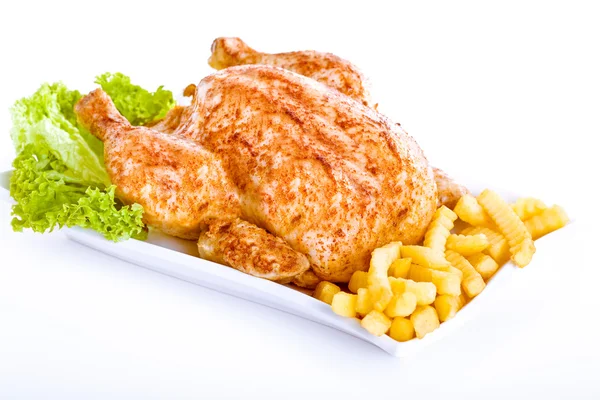 Crisp golden roast chicken — Stock Photo, Image