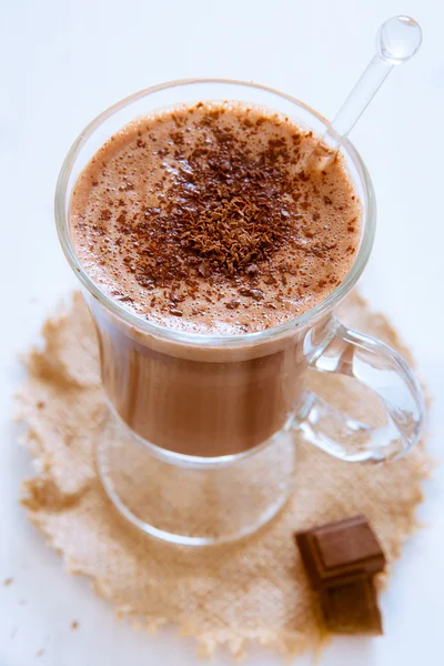 Still life of a glass of hot chocolate — Stock Photo, Image