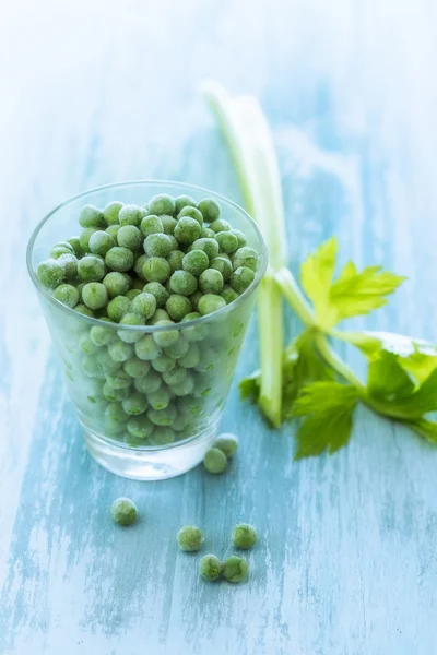 Glass of fresh peas Royalty Free Stock Images