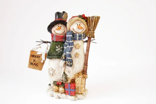 Feliz casal boneco de neve — Fotografia de Stock