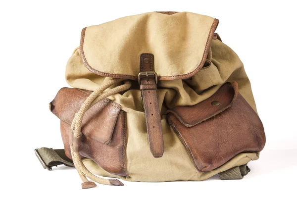 Canvas and leather backpack — Stock Photo, Image