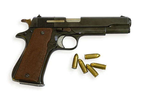 Handgun Colt with bullets — Stock Photo, Image