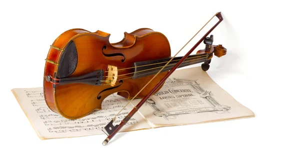 Violin och rosett — Stockfoto