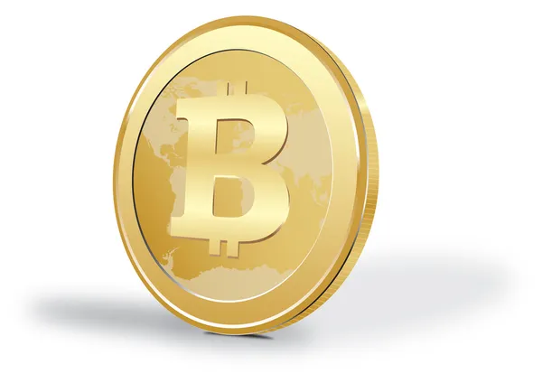 Vetor de um bitcoin em um fundo branco — Vetor de Stock