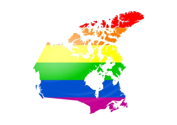 Gay bayrak Kanada Haritası — Stok Vektör