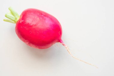 Açık gri arkaplanda büyük kırmızı turp