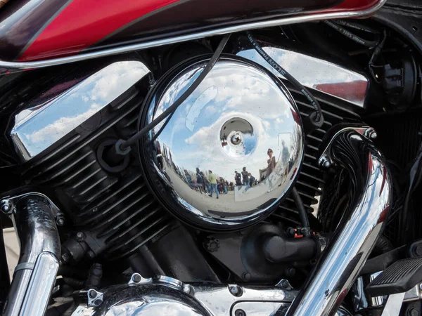 Москва Росія Травня 2019 Фрагмент Мотоцикла Кавасакі Вулкан Класичний Червоним — стокове фото