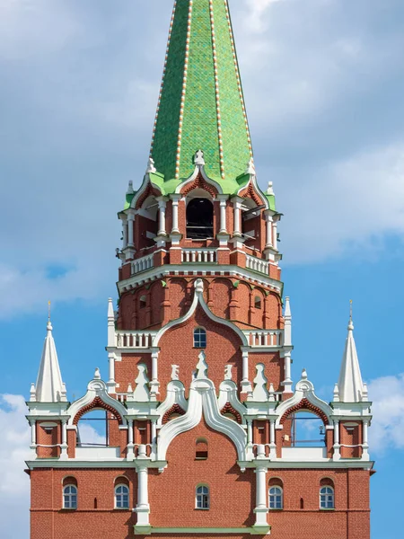 Moscow Russia May 2019 Closeup View Top Troitskaya Tower Tower — Stock Photo, Image