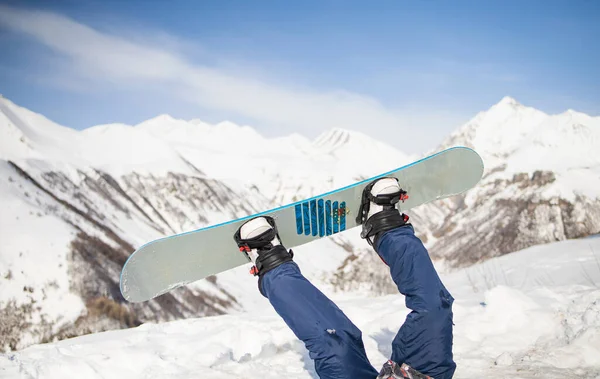 Snowboarder Assis Coucher Soleil Moment Détente Dans Station Ski Des — Photo